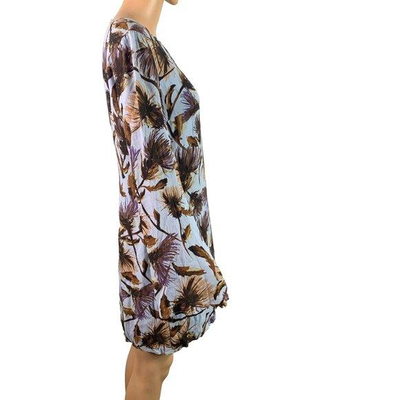 🟣🟣🟣 KIMICHI BLUE Women's Size Small Bell Sleeve Tropical Tunic Shift Dress - Picture 4 of 8